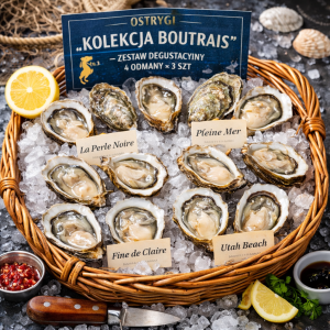 Ostrygi „Kolekcja Boutrais” No.3 – zestaw degustacyjny 4 odmiany × 3 szt